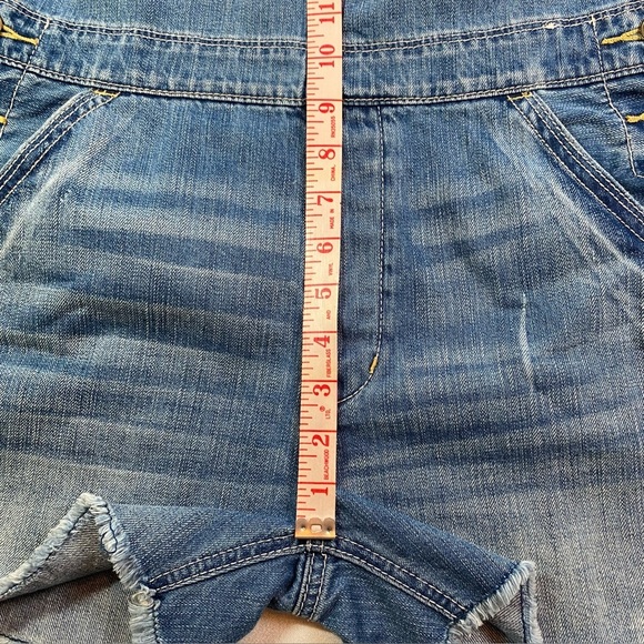 American Eagle Denim Short Overalls Shortalls Size S/P Frayed Hem Women’s GUC. - Picture 10 of 16